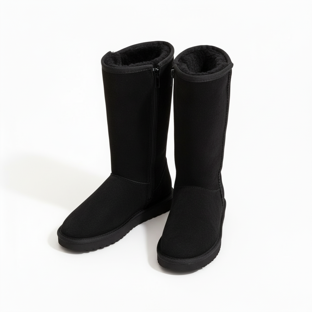 Warme & Waterdichte Suède Schapenvachten Boots met Zijknop