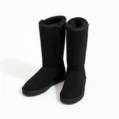 Warme & Waterdichte Suède Schapenvachten Boots met Zijknop