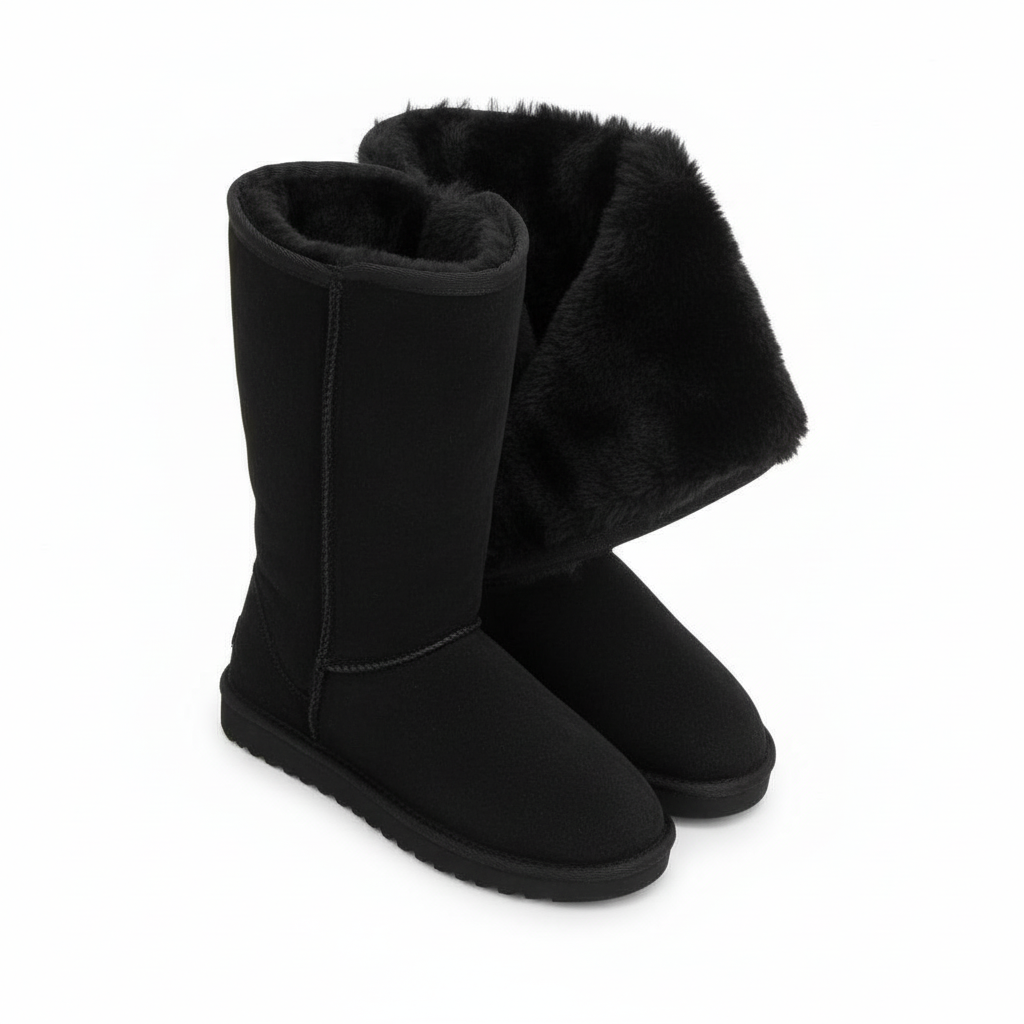 Warme & Waterdichte Suède Schapenvachten Boots met Zijknop