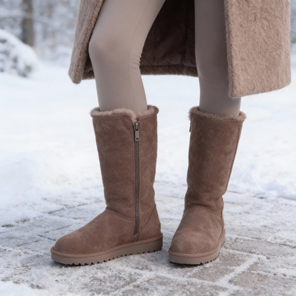 Warme & Waterdichte Suède Schapenvachten Boots met Zijknop
