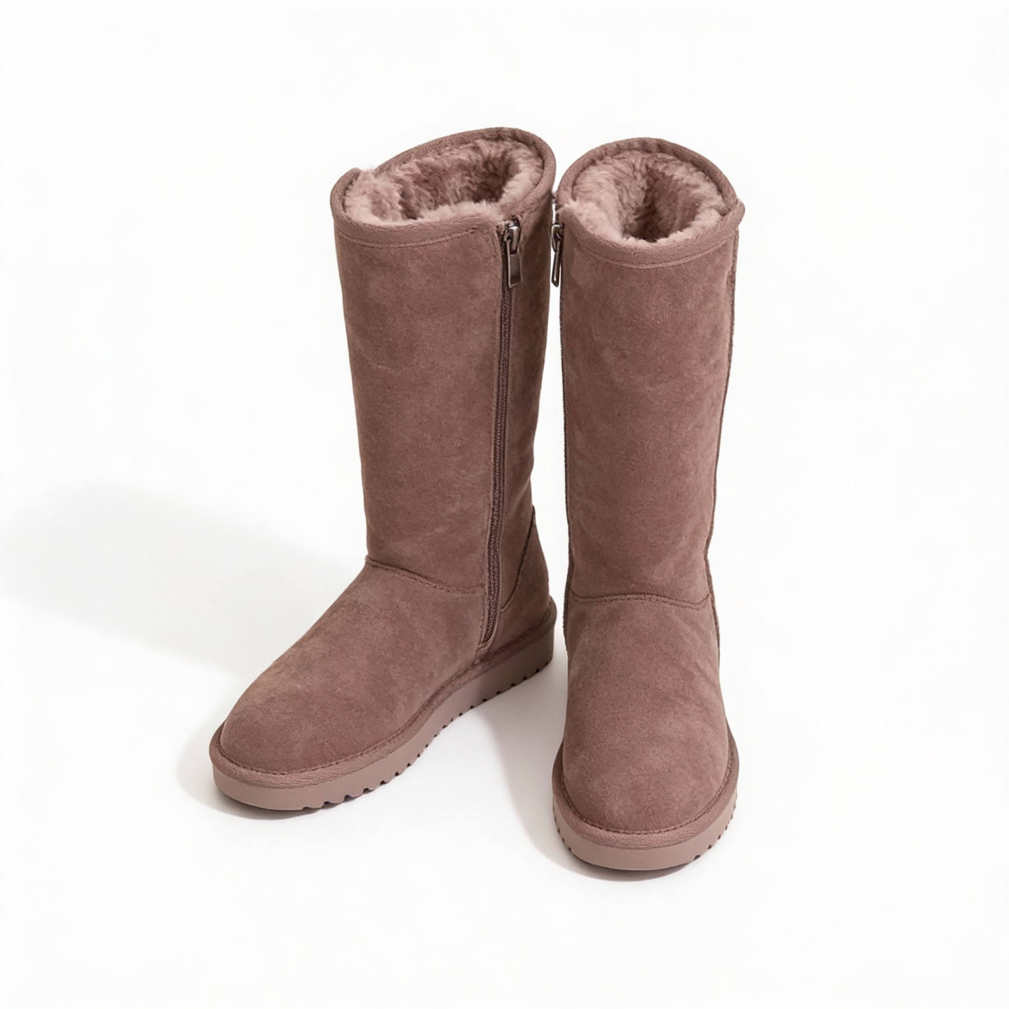 Warme & Waterdichte Suède Schapenvachten Boots met Zijknop