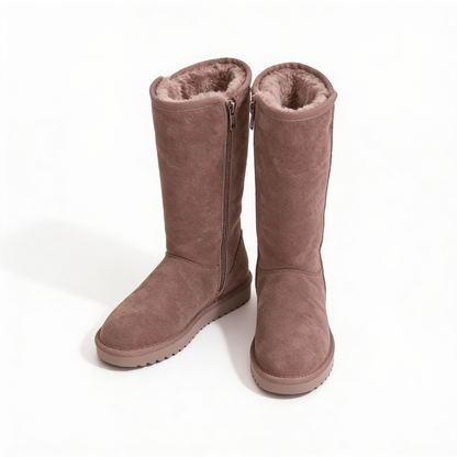 Warme & Waterdichte Suède Schapenvachten Boots met Zijknop