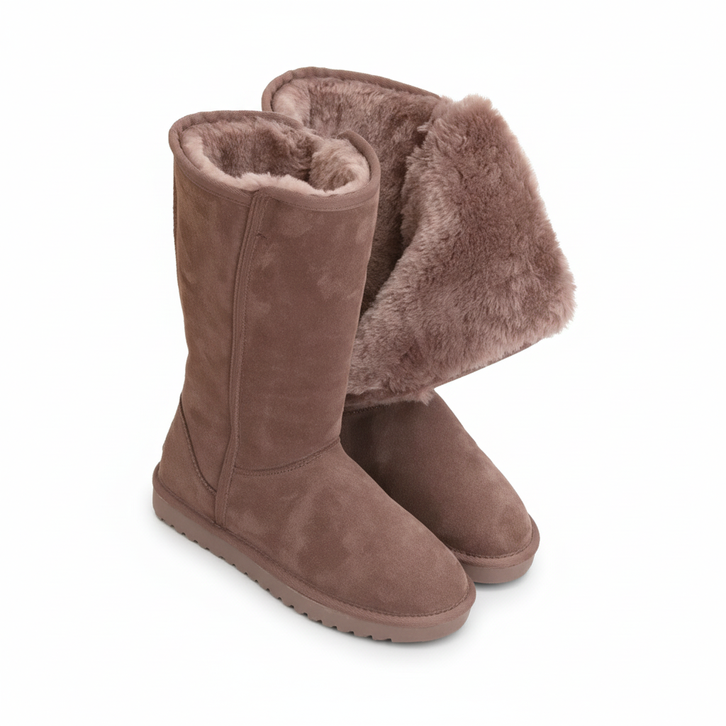 Warme & Waterdichte Suède Schapenvachten Boots met Zijknop