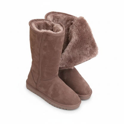 Warme & Waterdichte Suède Schapenvachten Boots met Zijknop