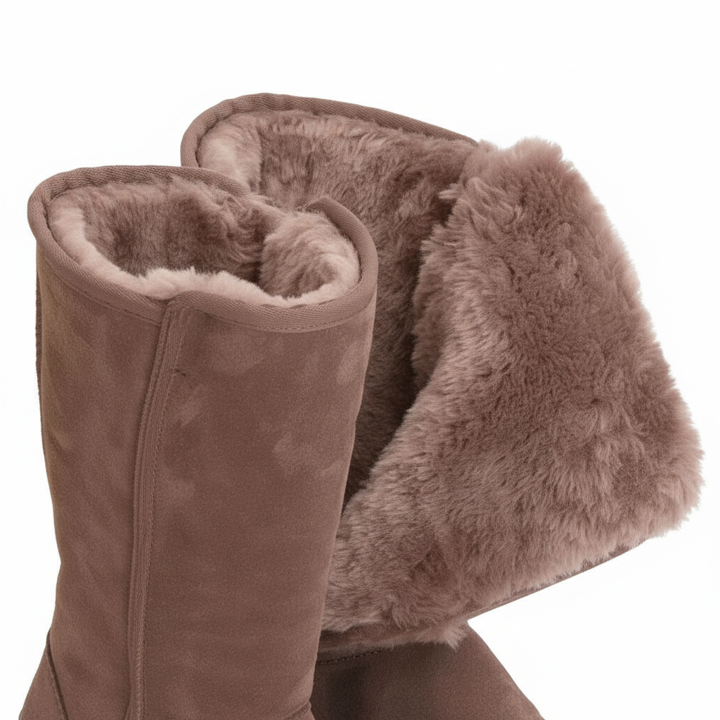 Warme & Waterdichte Suède Schapenvachten Boots met Zijknop