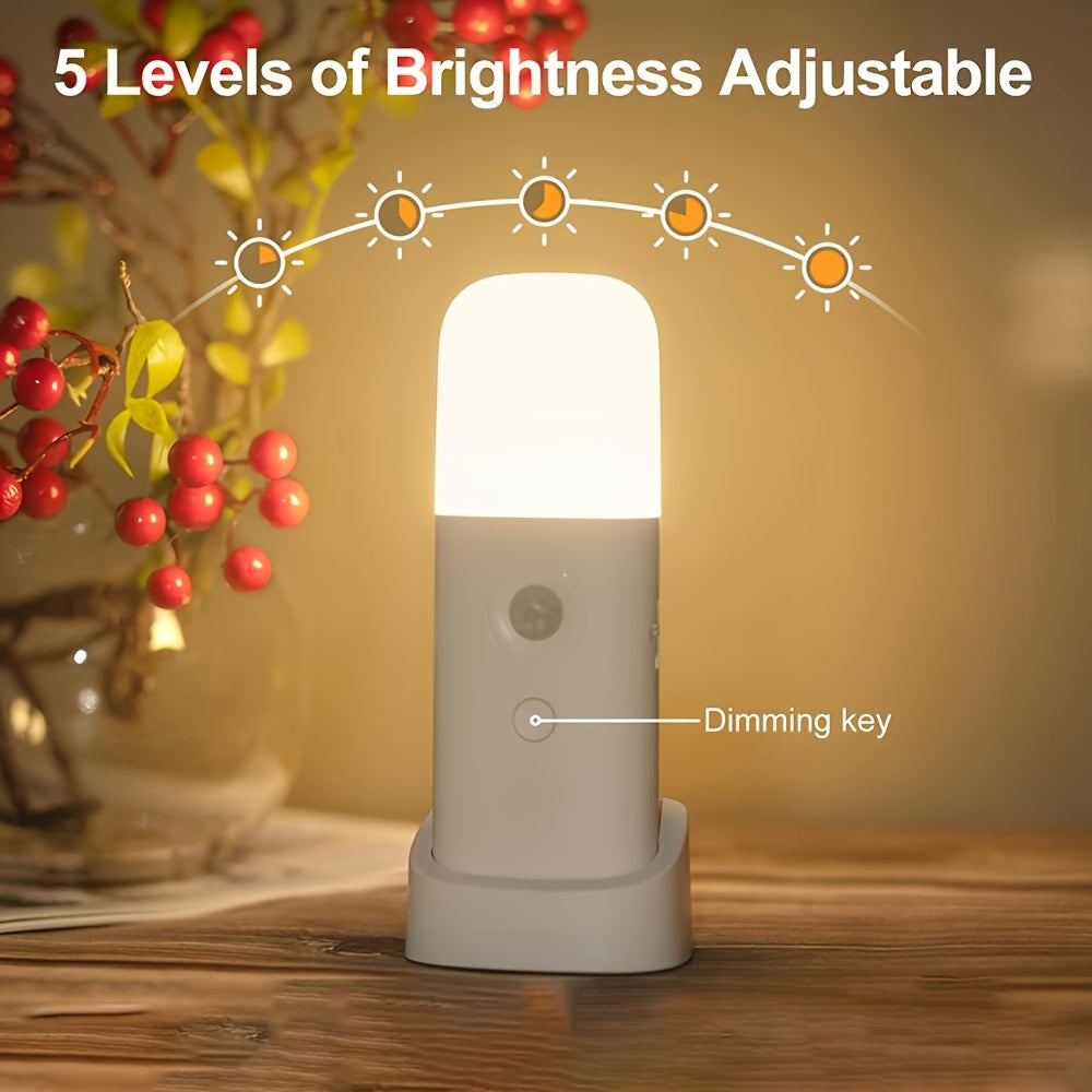 LED Nachtlamp met Bewegingssensor – USB-oplaadbaar en Verstelbare Helderheid voor Slaapkamers en Gangen