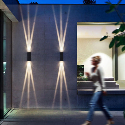 Moderne Aluminium Lens Buiten Patio Dubbelkopige LED Wandlamp