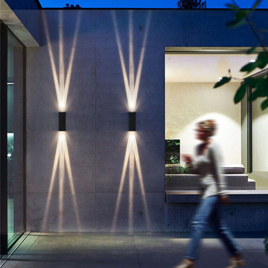 Moderne Aluminium Lens Buiten Patio Dubbelkopige LED Wandlamp