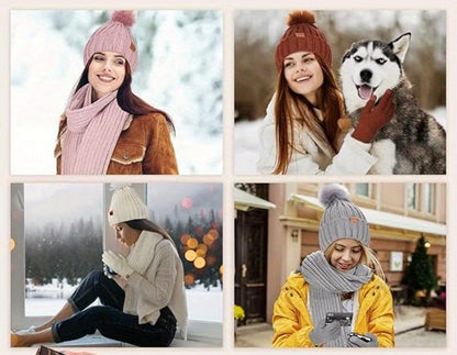 Lieke 3-in-1 Winterset – Warme Gebreide Muts, Sjaal en Handschoenen