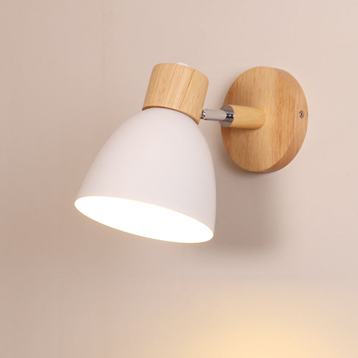 Moderne Minimalistische Effen Kleur Macaron IJzeren Houten 1-Licht Wandlamp