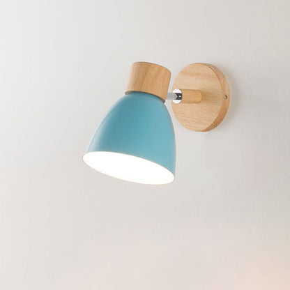 Moderne Minimalistische Effen Kleur Macaron IJzeren Houten 1-Licht Wandlamp