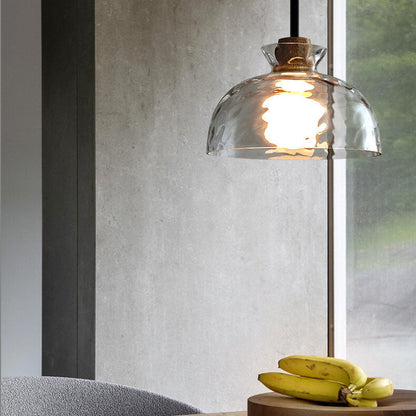 Noordse Helder Geribbeld Glas Schaduw 1-Licht Hanglamp