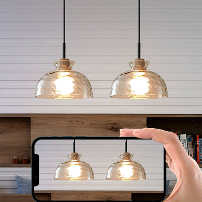 Noordse Helder Geribbeld Glas Schaduw 1-Licht Hanglamp
