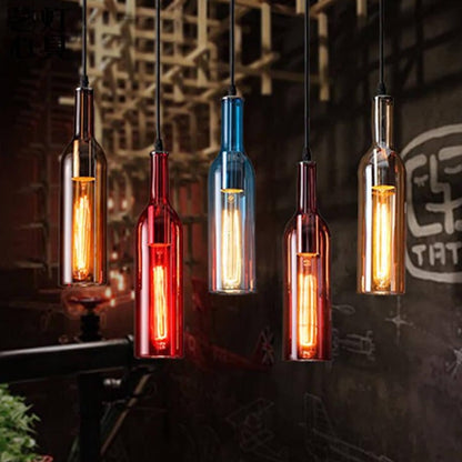 Antieke Glazen Wijnfles 1-Licht Hanglamp