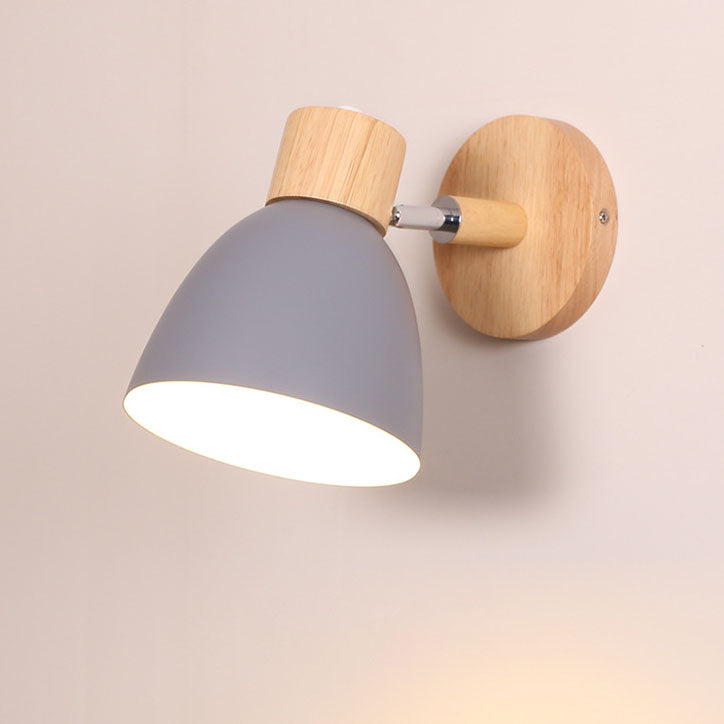 Moderne Minimalistische Effen Kleur Macaron IJzeren Houten 1-Licht Wandlamp