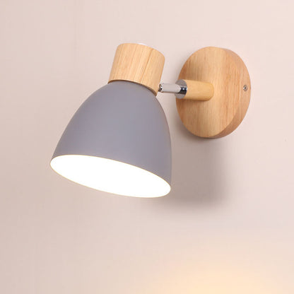 Moderne Minimalistische Effen Kleur Macaron IJzeren Houten 1-Licht Wandlamp
