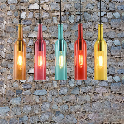 Antieke Glazen Wijnfles 1-Licht Hanglamp