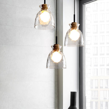 Noordse Helder Geribbeld Glas Schaduw 1-Licht Hanglamp