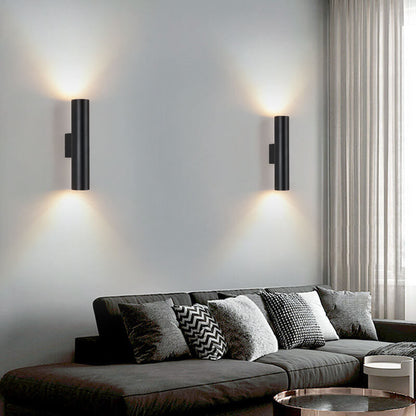 Eenvoudige Aluminium Cilindrische Wandlamp met 2 Lichten