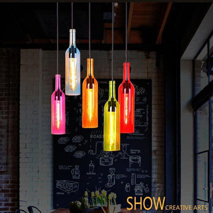 Antieke Glazen Wijnfles 1-Licht Hanglamp