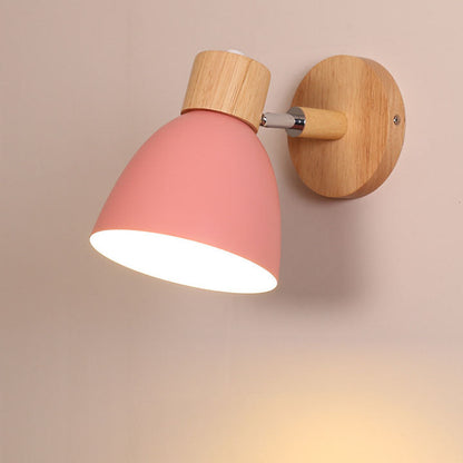 Moderne Minimalistische Effen Kleur Macaron IJzeren Houten 1-Licht Wandlamp