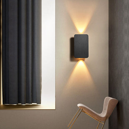 Noordse Minimalistische Aluminium Rechthoekige Platte Paneel 2-Lichts LED Wandlamp