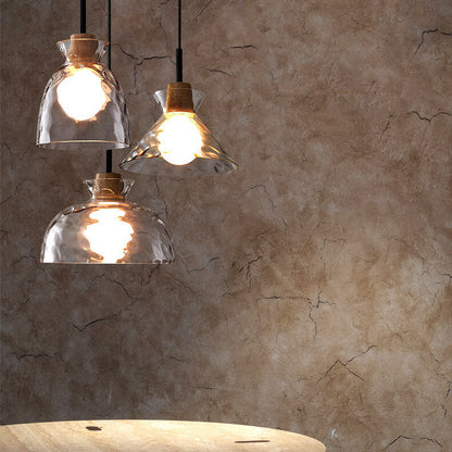 Noordse Helder Geribbeld Glas Schaduw 1-Licht Hanglamp