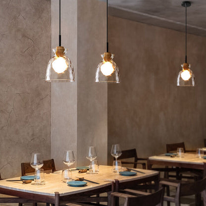 Noordse Helder Geribbeld Glas Schaduw 1-Licht Hanglamp