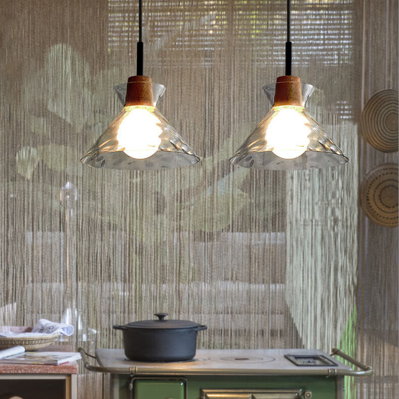 Noordse Helder Geribbeld Glas Schaduw 1-Licht Hanglamp