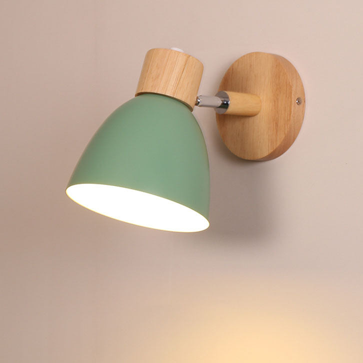Moderne Minimalistische Effen Kleur Macaron IJzeren Houten 1-Licht Wandlamp