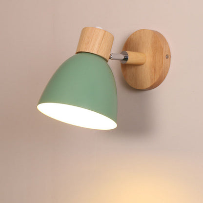 Moderne Minimalistische Effen Kleur Macaron IJzeren Houten 1-Licht Wandlamp