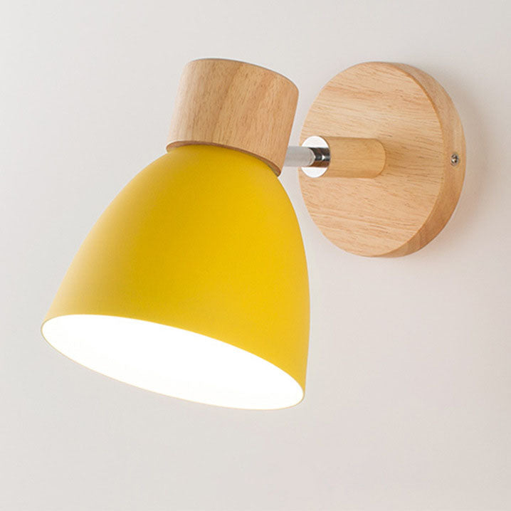 Moderne Minimalistische Effen Kleur Macaron IJzeren Houten 1-Licht Wandlamp