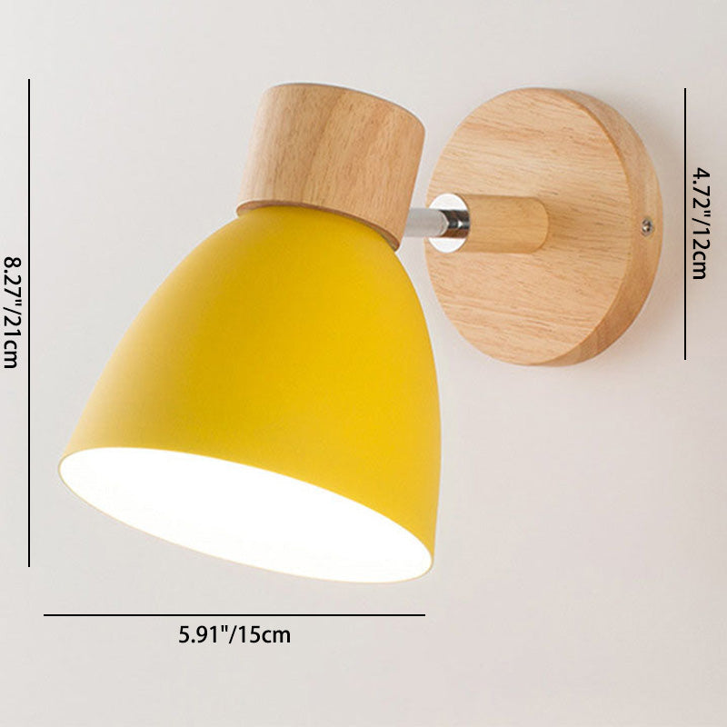 Moderne Minimalistische Effen Kleur Macaron IJzeren Houten 1-Licht Wandlamp