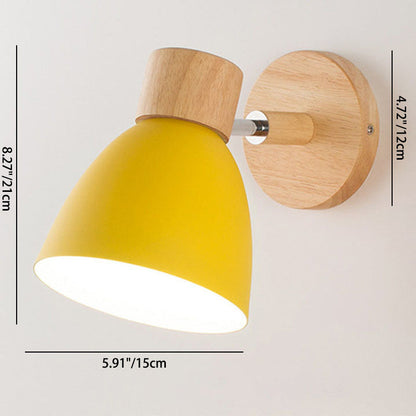 Moderne Minimalistische Effen Kleur Macaron IJzeren Houten 1-Licht Wandlamp