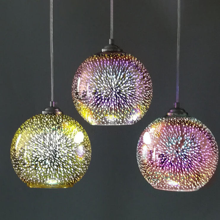 Moderne Creatieve 3D Kleurrijke Vuurwerk Glas 1-Licht Kooi Hanglamp