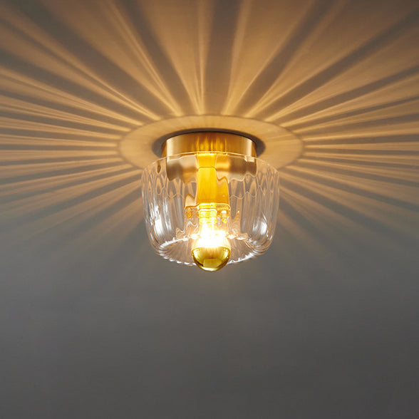 Moderne Luxe Glazen Zonvorm Volledig Koper Dubbel Doel 1-Licht Plafondlamp