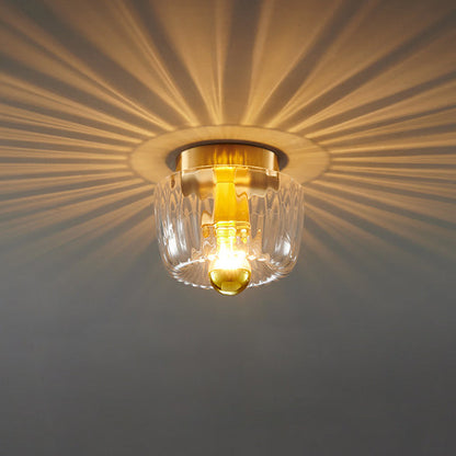 Moderne Luxe Glazen Zonvorm Volledig Koper Dubbel Doel 1-Licht Plafondlamp
