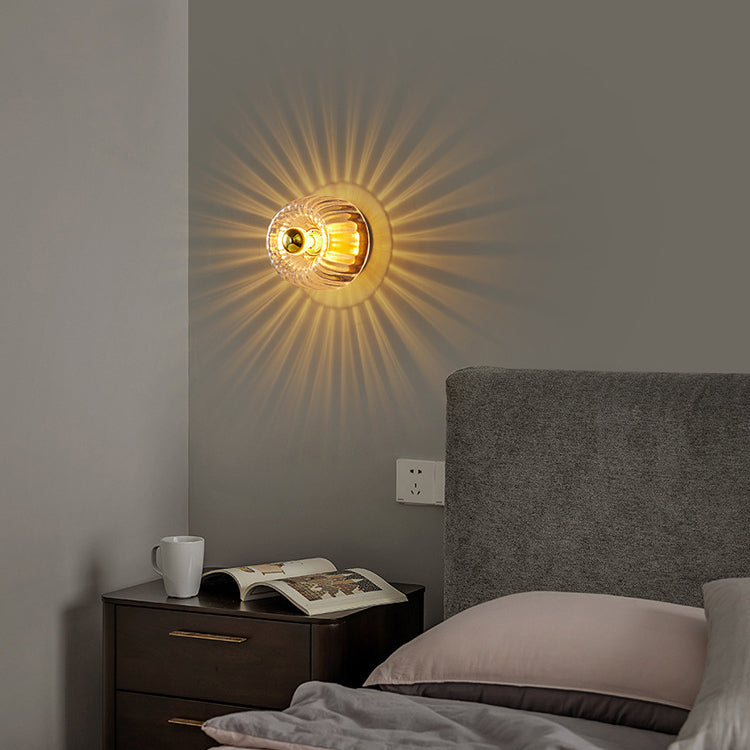 Moderne Luxe Glazen Zonvorm Volledig Koper Dubbel Doel 1-Licht Plafondlamp