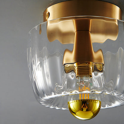 Moderne Luxe Glazen Zonvorm Volledig Koper Dubbel Doel 1-Licht Plafondlamp