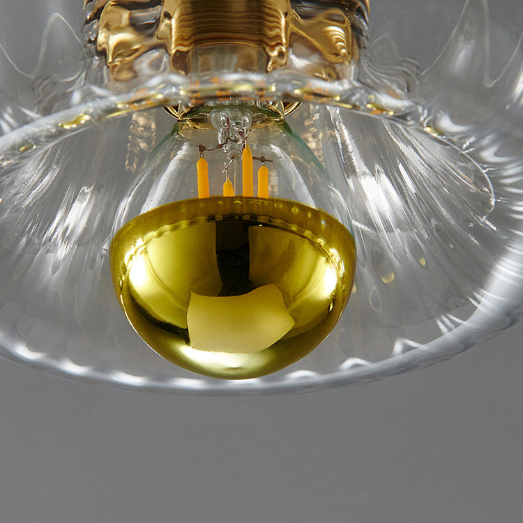 Moderne Luxe Glazen Zonvorm Volledig Koper Dubbel Doel 1-Licht Plafondlamp