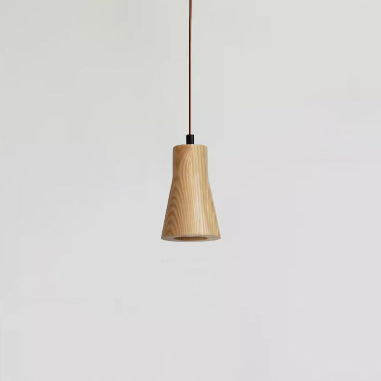 Eenvoudige Houten Cilindrische 1-Lichts Kleine Hanglamp