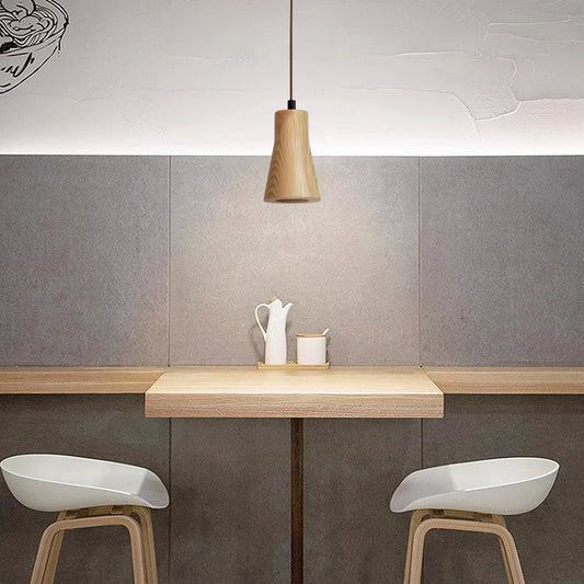Eenvoudige Houten Cilindrische 1-Lichts Kleine Hanglamp