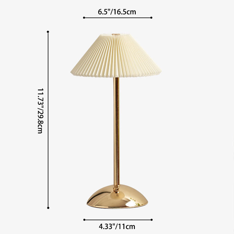 Contemporary Scandinavische Oplaadbare IJzeren Stof Conische Plissé 1-Licht Tafellamp Voor Bedside