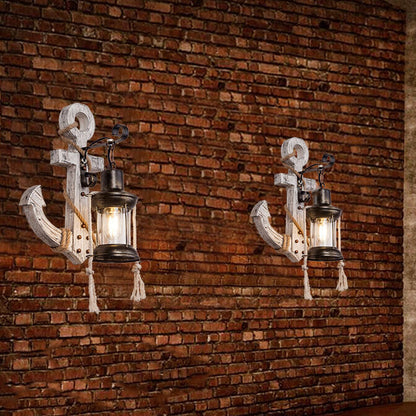 Industrieel Vintage Boot Anker Massief Houten 1-Licht Wandlamp