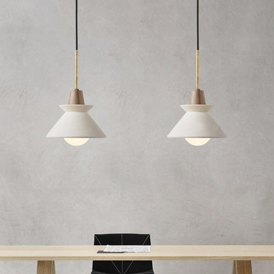 Bowl Shade Plafondlamp Simplicity Cement Enkele Eetkamer Hanglamp in Wit