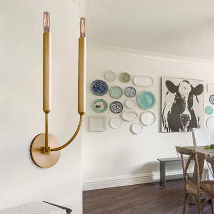 1/2 Lampen Tube Wandlamp Traditionele Metalen Wandlamp in Zwart/Brass voor de Eetkamer
