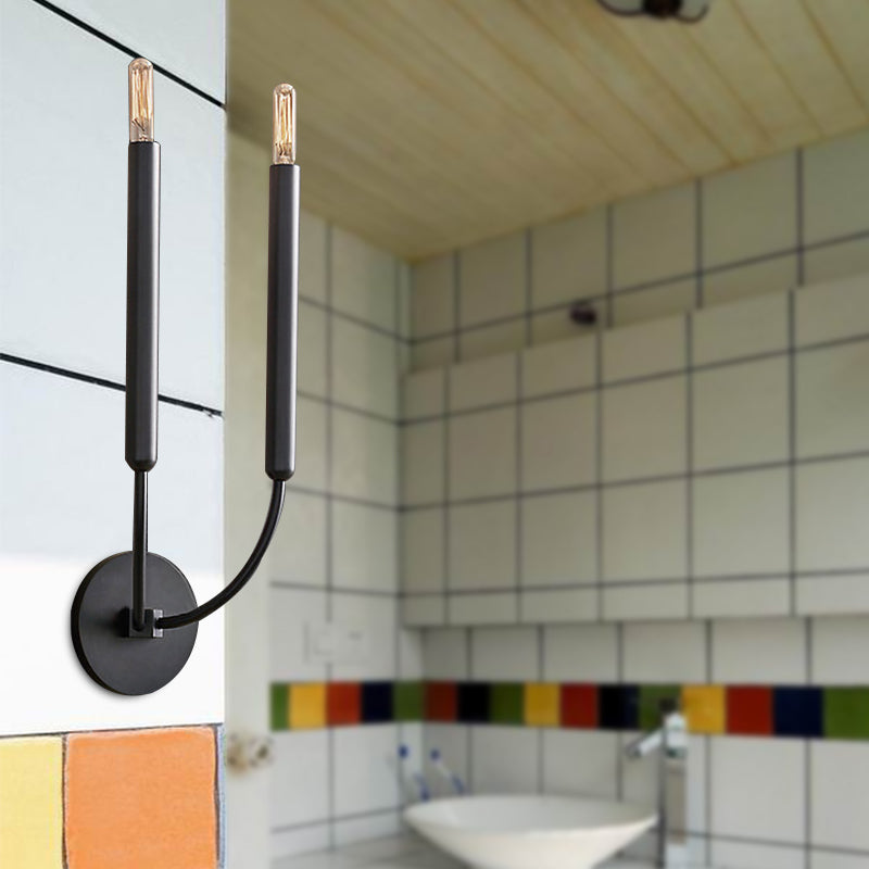 1/2 Lampen Tube Wandlamp Traditionele Metalen Wandlamp in Zwart/Brass voor de Eetkamer
