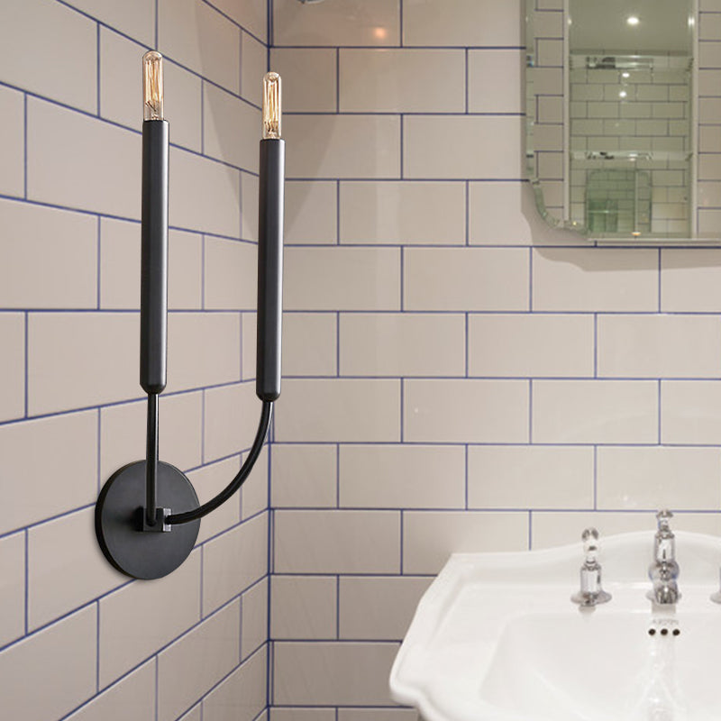1/2 Lampen Tube Wandlamp Traditionele Metalen Wandlamp in Zwart/Brass voor de Eetkamer