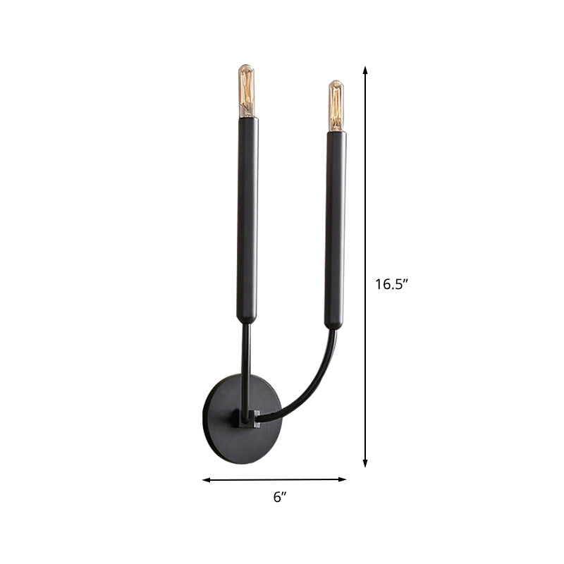 1/2 Lampen Tube Wandlamp Traditionele Metalen Wandlamp in Zwart/Brass voor de Eetkamer