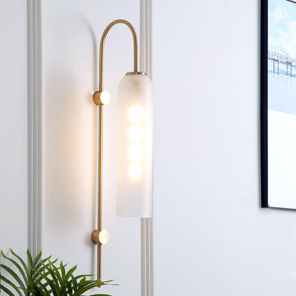 Mid-Century Gooseneck Wandlamp Metaal 1-Licht Woonkamer Wandlamp met Fluitglas Schaduw
